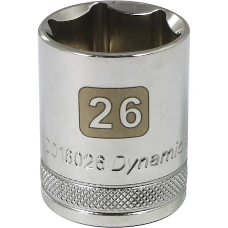Dynamic 1/2" Drive, 26mm Metric Socket, 6 Points D016026